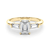 3 Stone Ring Emerald Center Taper Baquette Sides - TN85336